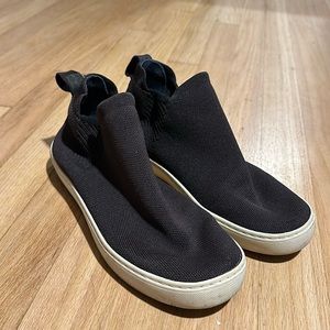 Rothy's Shoes Chelsea Womens 8.5 Black High Tops Boots Knit Slip On Sneakers